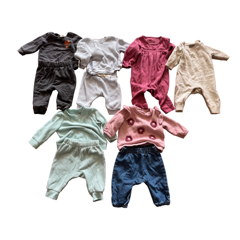 Baby Girl Clothing Lot Cat & Jack Gap Waffle Knit Romper Set 0-3M 6PC